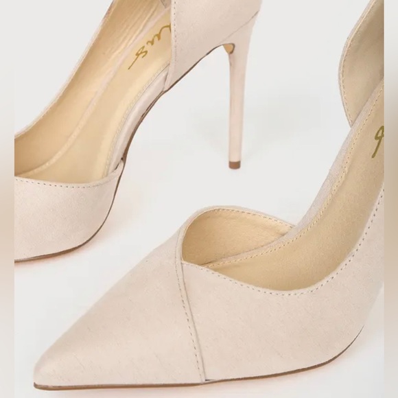 Satsuki Light Nude Suede Pointed Toe D'Orsay Sexy Cut Out Pumps ~ Stiletto Heels - Picture 4 of 9